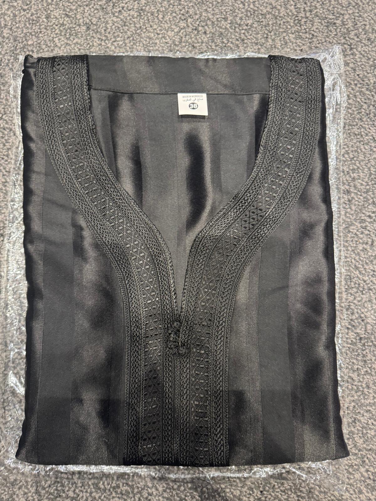 Full Black Moroccan Thobe